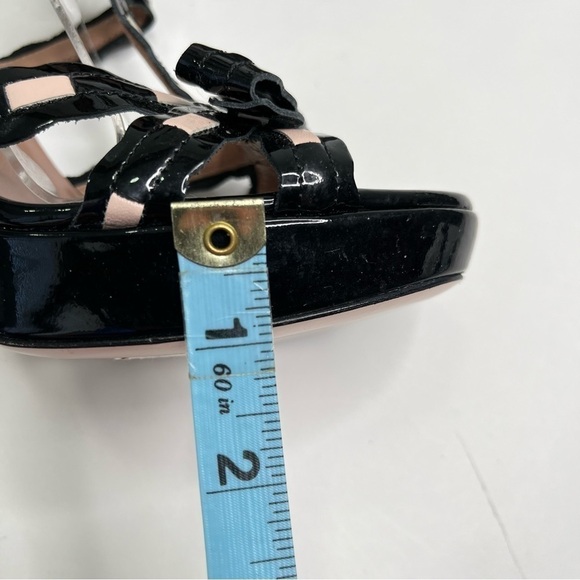 NEW RED Valentino Black Patent Leather Blush Pink Bow Strappy Sexy Heels Sandals - Picture 13 of 13
